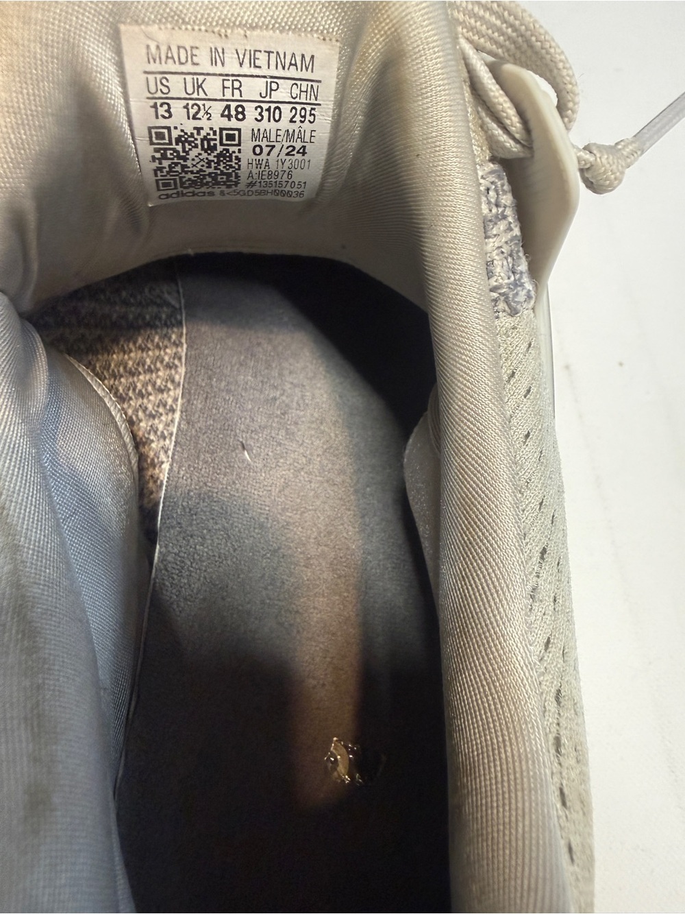 adidas Ultra Boost Men’s Athletic Running Shoes in Light Gray and Cream - Picture 12 of 13